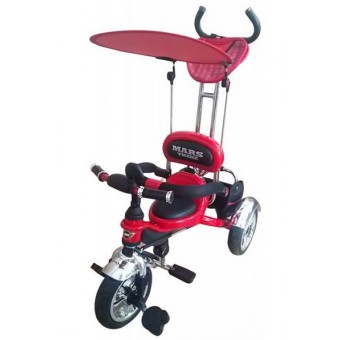 Велосипед 3-х колесный Mars Trike надувные колёса (красный) без ремней безопасности с хромированными крыльями