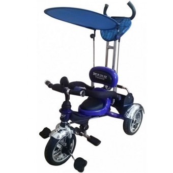Велосипед 3-х колесный Mars Trike надувные колёса (синий) без ремней безопасности с хромированными крыльями