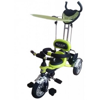 Велосипед 3-х колесный Mars Trike надувные колёса (салатовый) без ремней безопасности с хромированными крыльями
