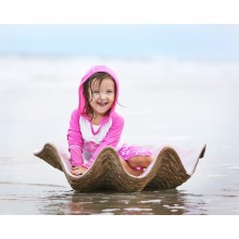 Солнцезащитный пляжный реглан с капюшоном Banz, розово-бел